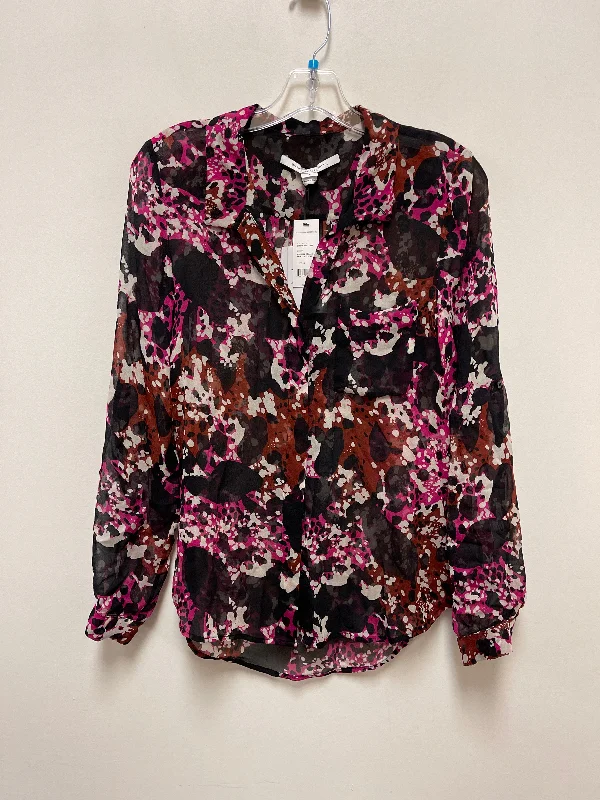 Black & Pink Blouse Long Sleeve Diane Von Furstenberg, Size S