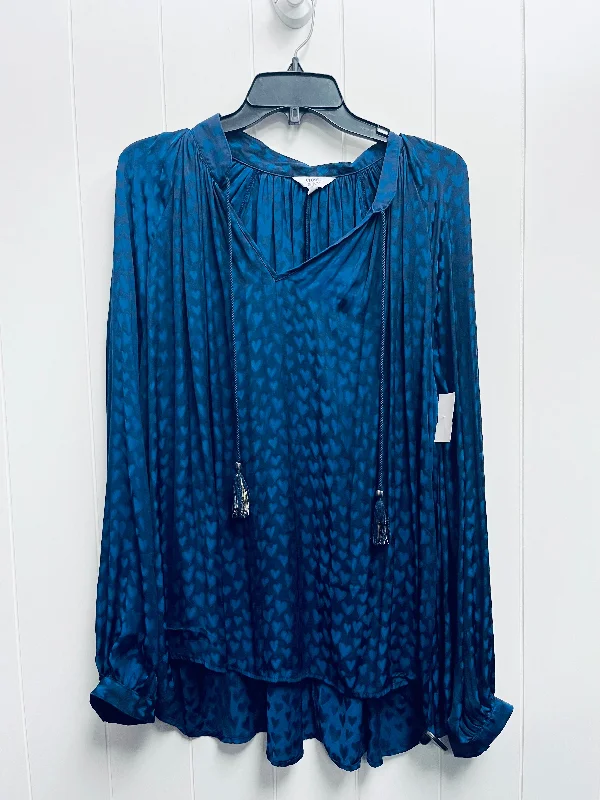 Blue Blouse Long Sleeve Crown And Ivy, Size Xl