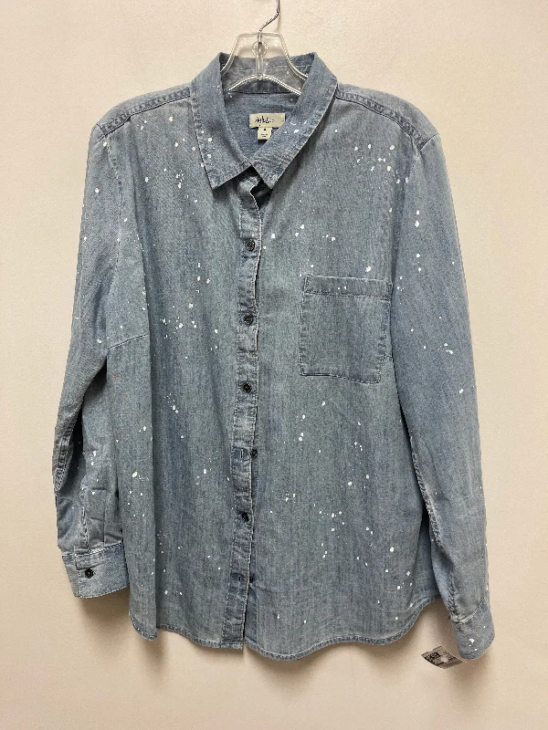 Blue Denim Blouse Long Sleeve Style And Company, Size Xl