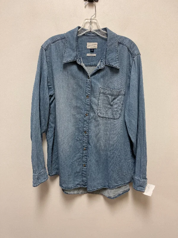 Blue Denim Blouse Long Sleeve Universal Thread, Size Xl