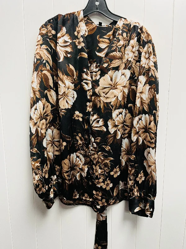 Brown Blouse Long Sleeve Express, Size Xl