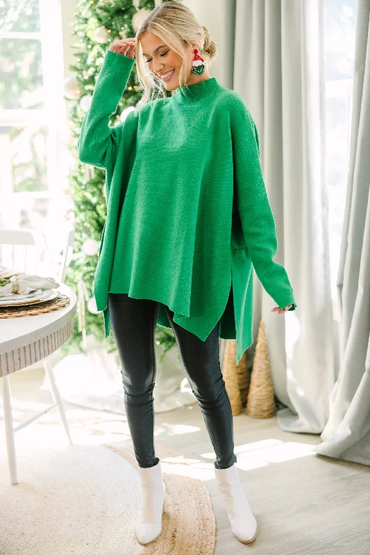 Going With You Kelly Green Mock Neck Sweater