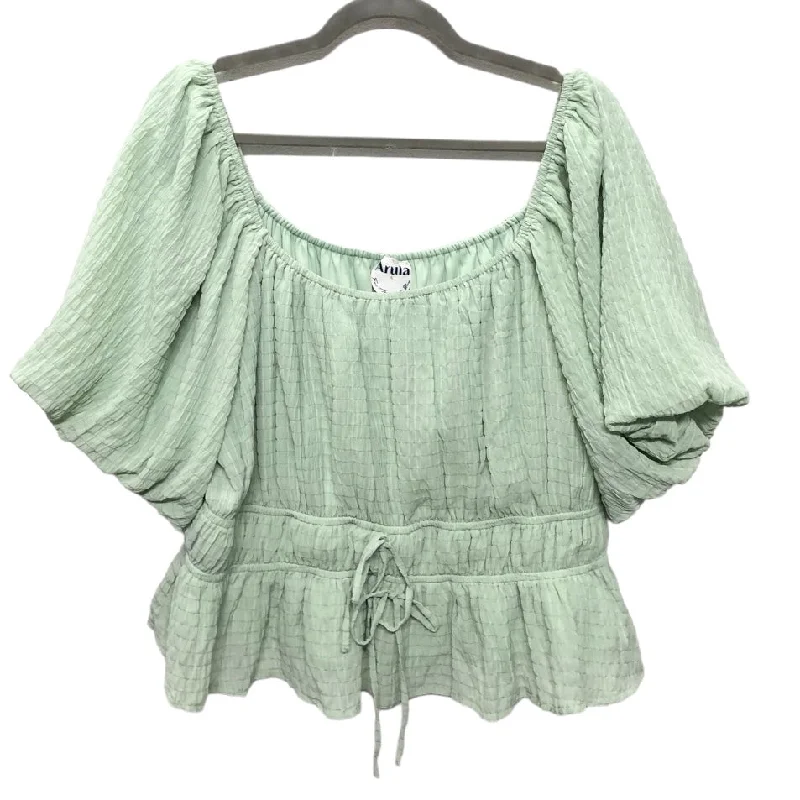 Green Blouse Short Sleeve Clothes Mentor, Size Xl