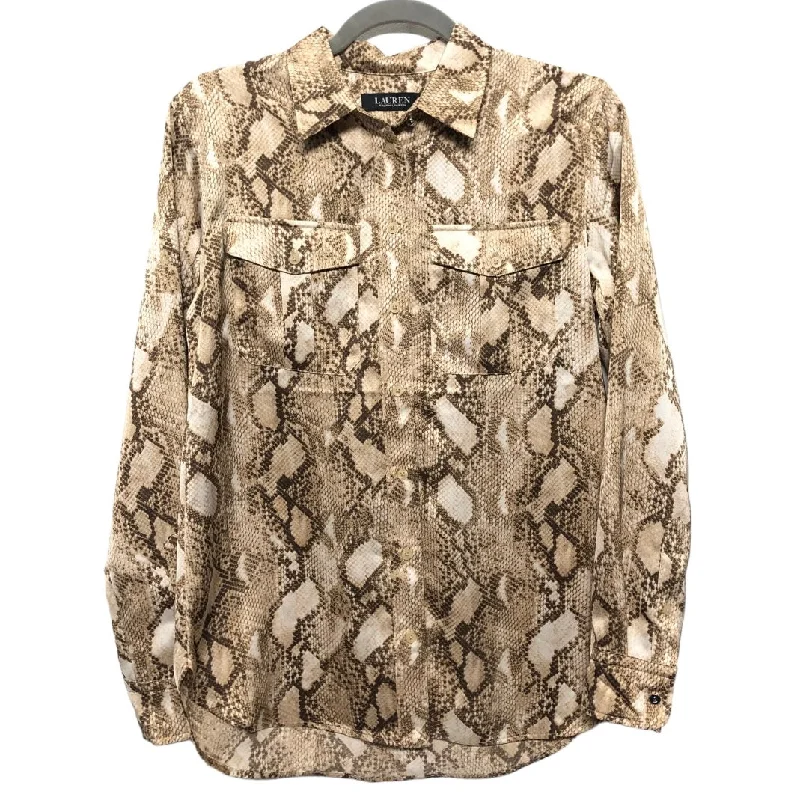 Snakeskin Print Blouse Long Sleeve Lauren By Ralph Lauren, Size S