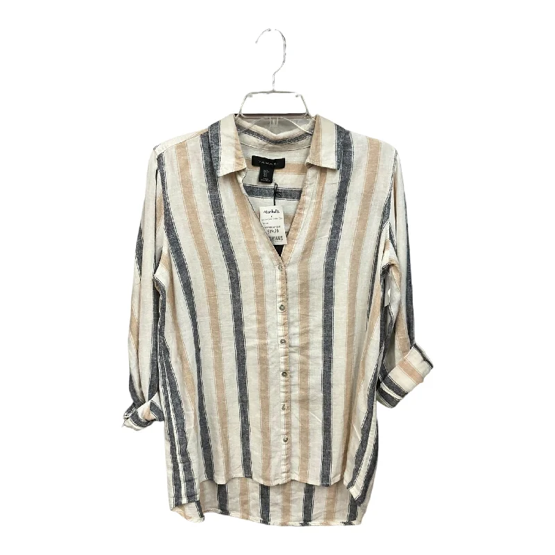 Striped Pattern Blouse Long Sleeve Tahari By Arthur Levine, Size S