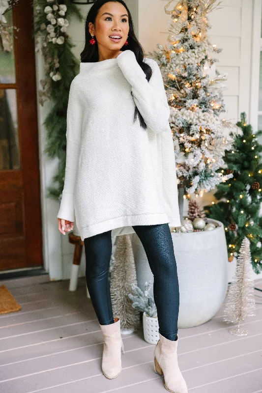 The Slouchy White Mock Neck Tunic