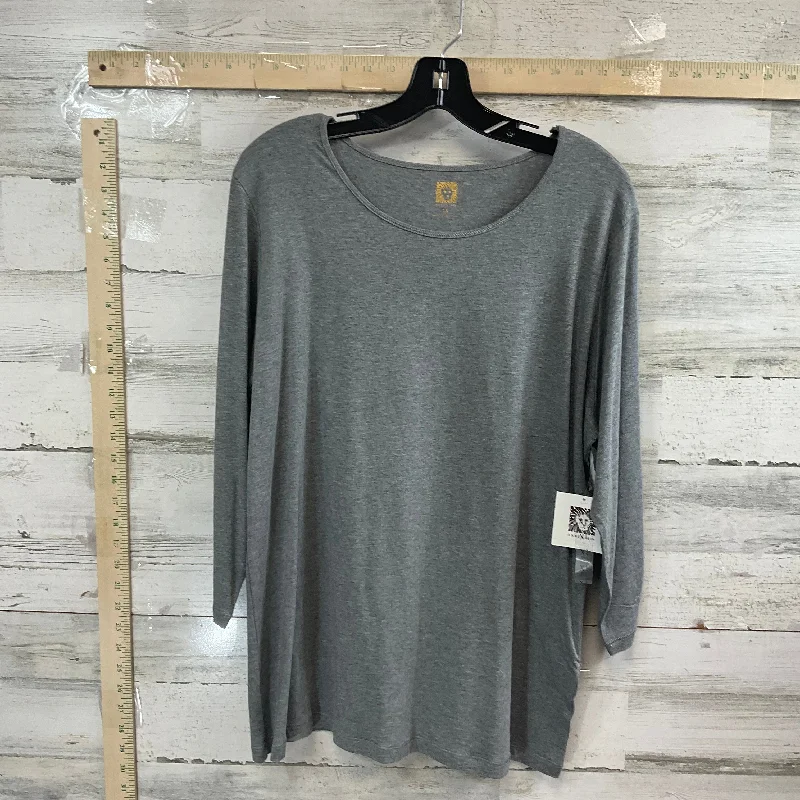 Top 3/4 Sleeve Basic By Anne Klein In Grey, Size: 1x