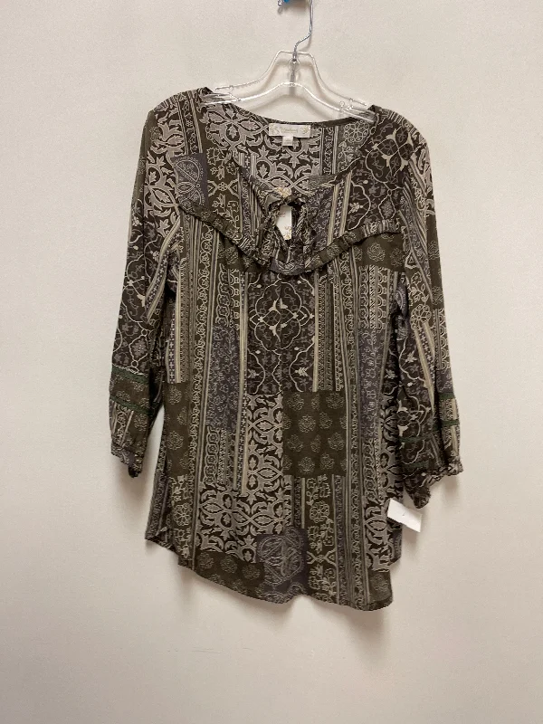 Top Long Sleeve By Suzanne Betro In Ombre Print, Size: L