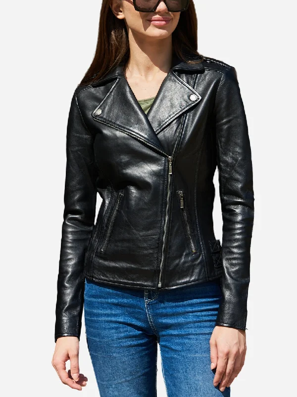 Alexandra Black Leather Motorcycle Jacket