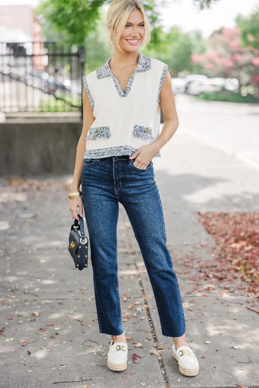 All Planned Out Cream White Sweater Tank