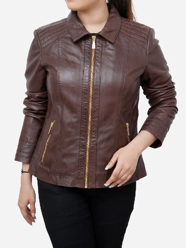 Daisy Casual Brown Genuine Leather Jacket