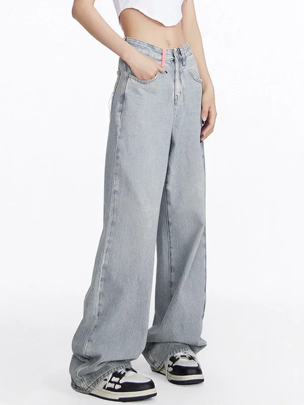 BerryBetty - Faded Denim Baggy Wide Leg Boyfriend Jeans