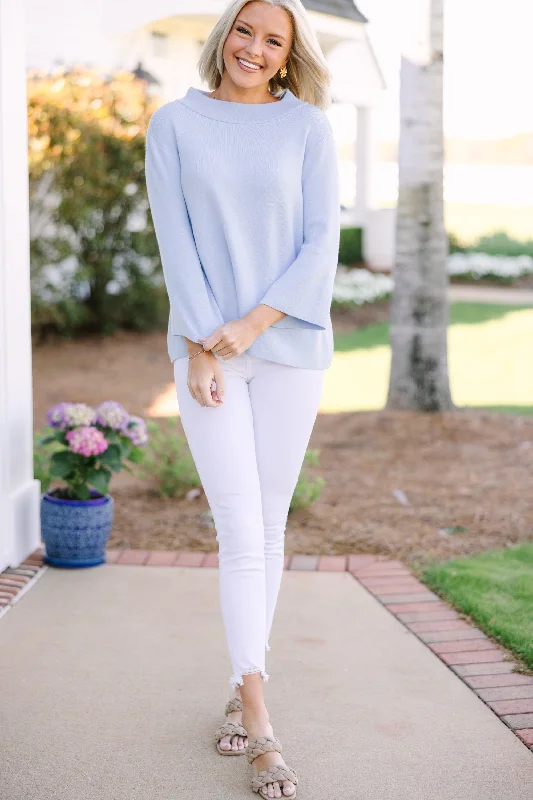 Fate: Feeling Fine Light Blue Mock Neck Sweater