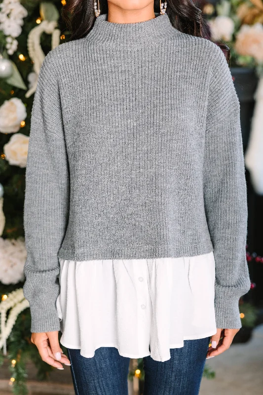 Focus On You Gray Layered Sweater