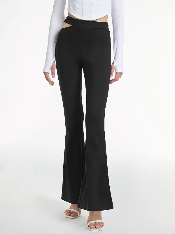 BerryBetty - High Waisted Cutout Ring Belt Pants