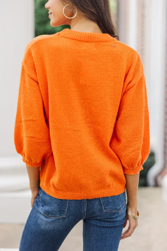 It's Game Day Orange/Blue Puff Sleeve Sweater