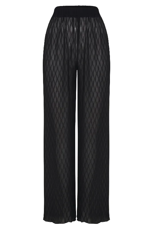 Karla Wave Pleat Pant - Black