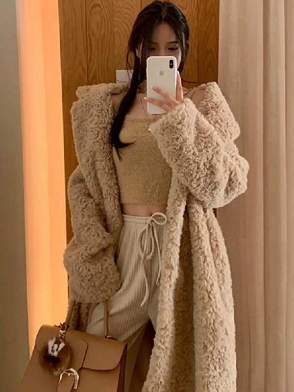 Lautaro Winter Long Oversized Shaggy Fuzzy Warm Thick Fluffy Faux Fur Coat