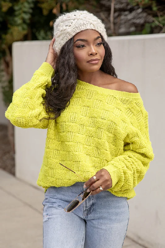 High Expectations Lime Woven Textured Sweater FINAL SALE