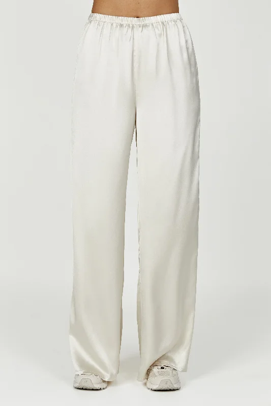 Marciela Satin Straight Leg Pant - Ivory