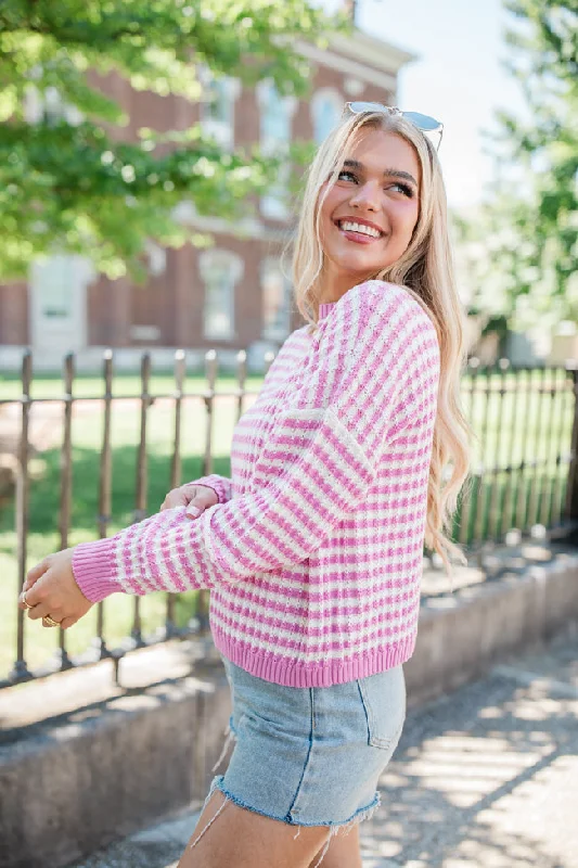 Midnight Dreams Pink Striped Sweater