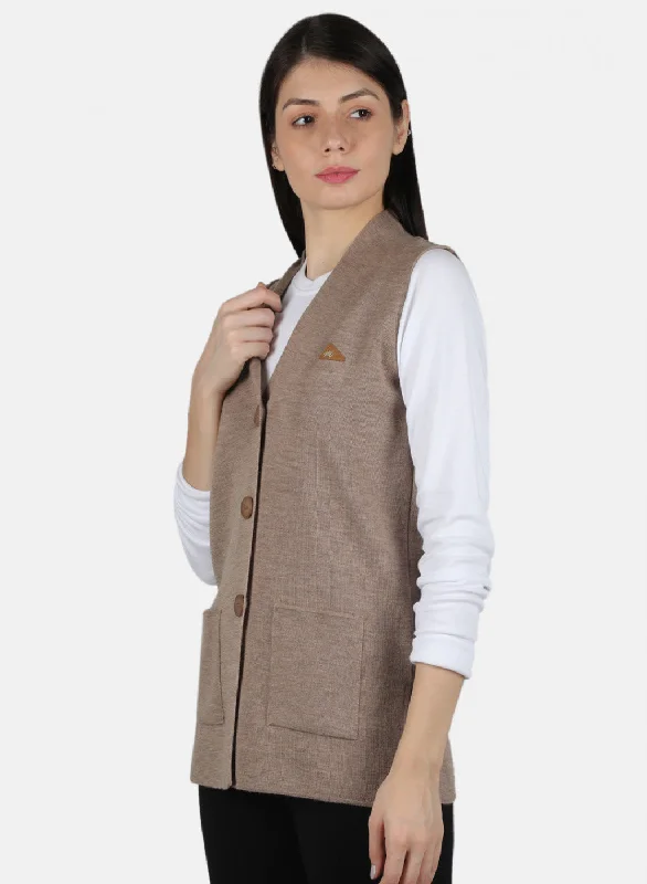 Women Beige Solid Cardigan