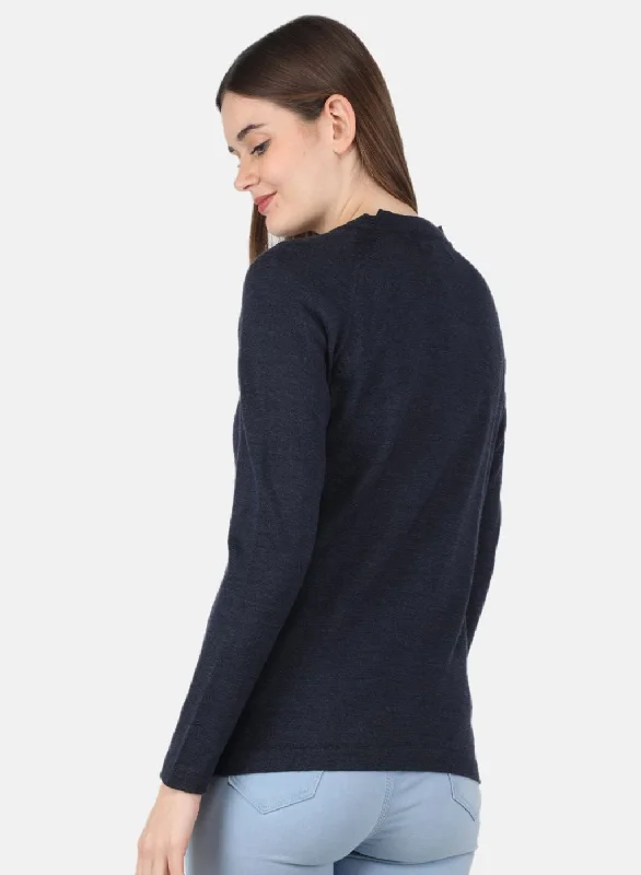 Women Blue Solid Cardigan