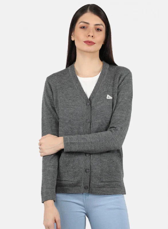 Women Grey Solid Cardigan