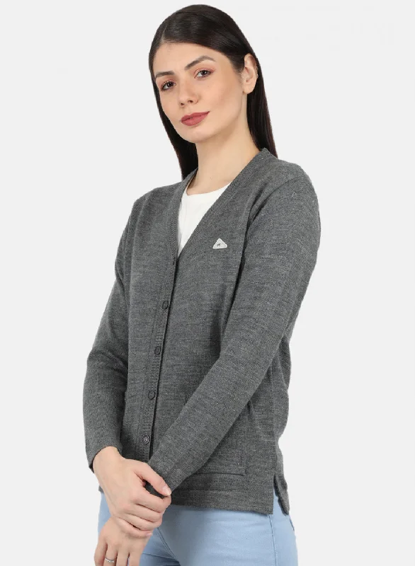 Women Grey Solid Cardigan