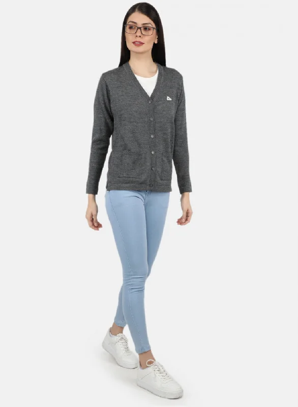 Women Grey Solid Cardigan