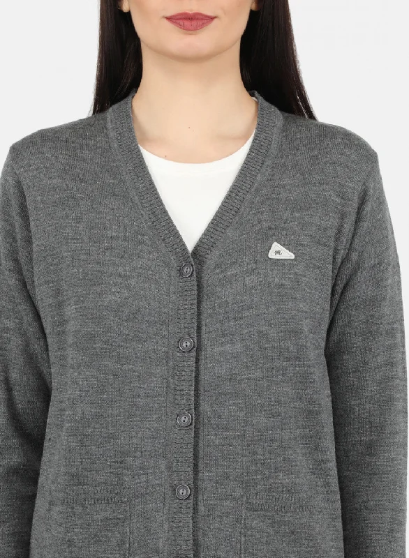 Women Grey Solid Cardigan