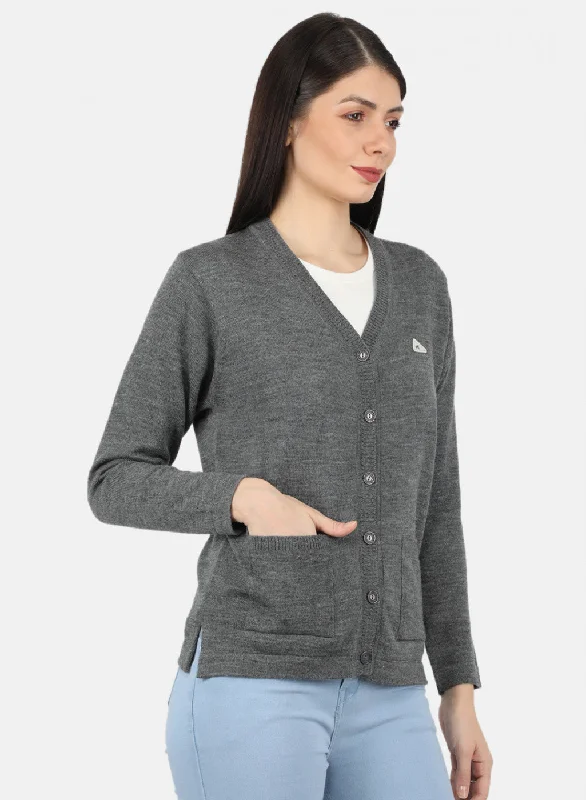 Women Grey Solid Cardigan