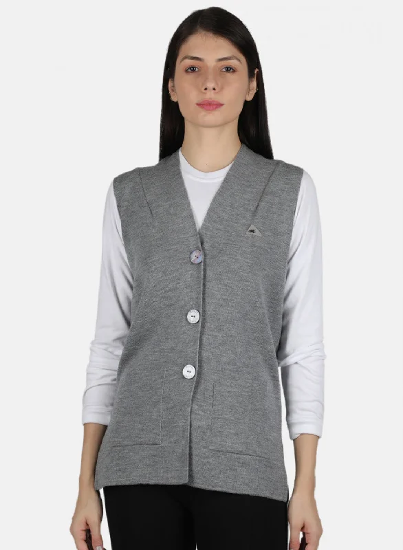 Women Grey Solid Cardigan