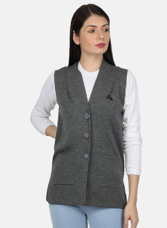 Women Grey Solid Cardigan