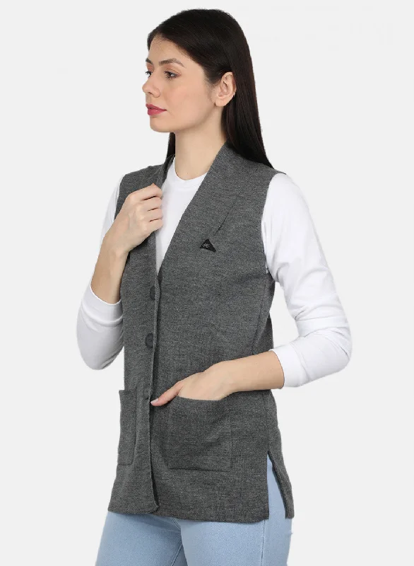 Women Grey Solid Cardigan