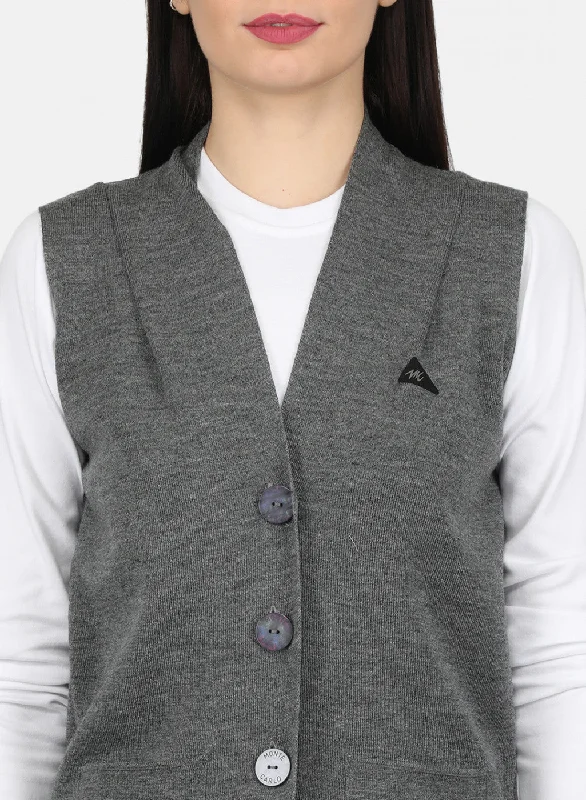 Women Grey Solid Cardigan