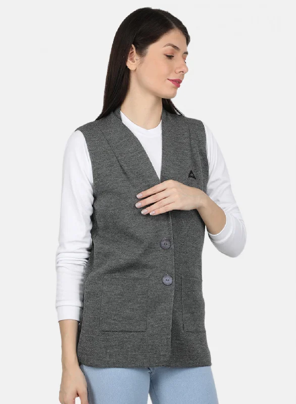 Women Grey Solid Cardigan