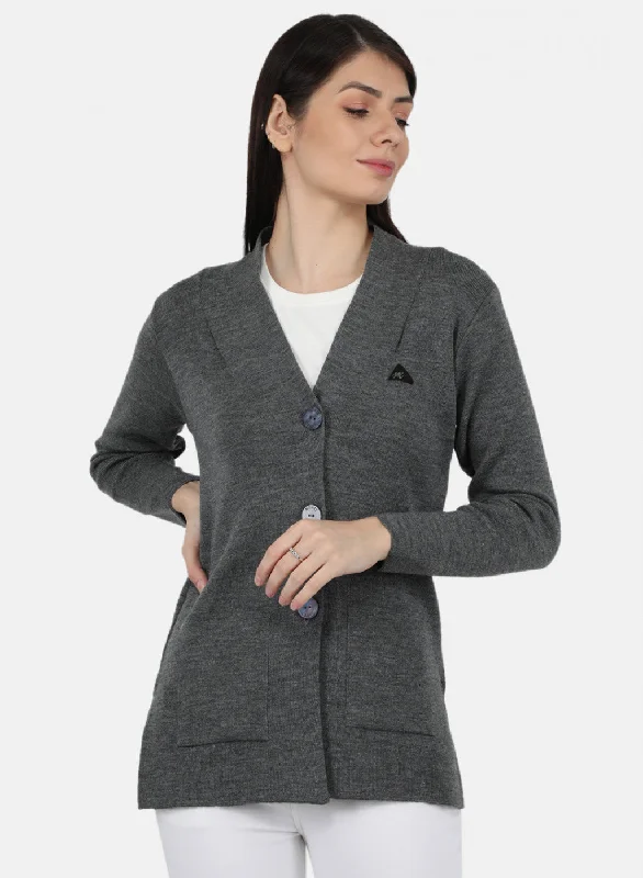 Women Grey Solid Cardigan