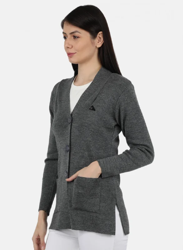 Women Grey Solid Cardigan