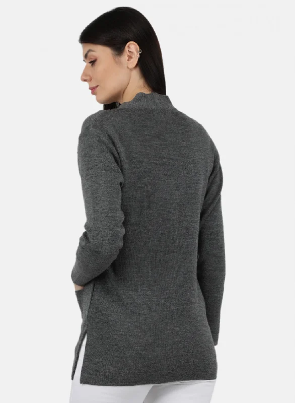 Women Grey Solid Cardigan