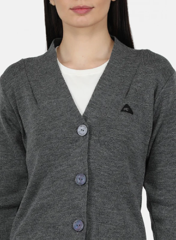 Women Grey Solid Cardigan