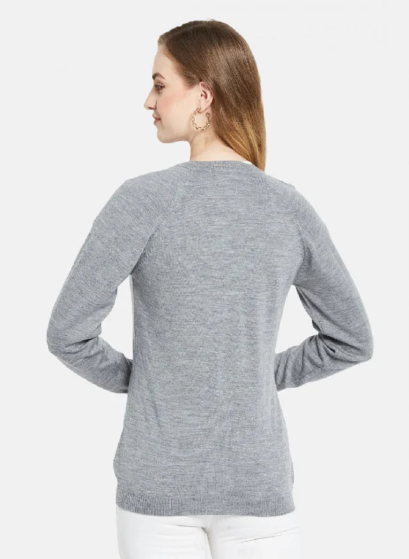 Women Grey Solid Cardigan