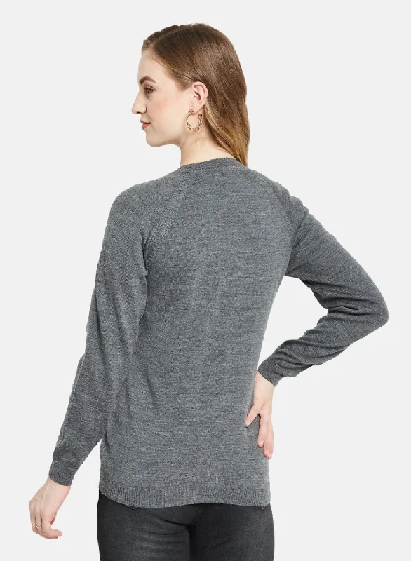 Women Grey Solid Cardigan