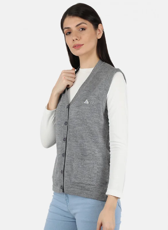 Women Grey Solid Cardigan