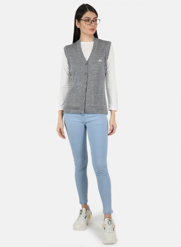 Women Grey Solid Cardigan