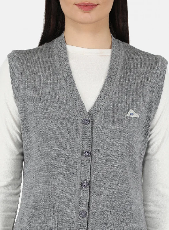 Women Grey Solid Cardigan