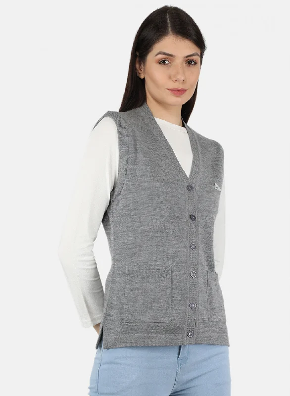 Women Grey Solid Cardigan