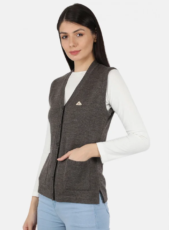 Women Light Brown Solid Cardigan