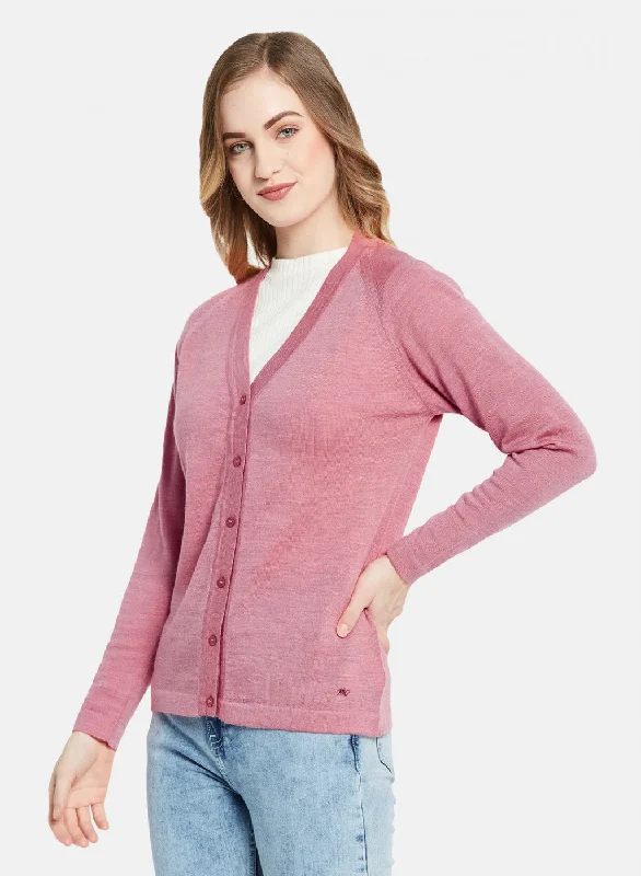 Women Pink Solid Cardigan