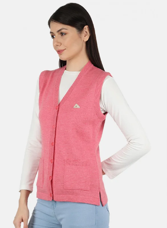 Women Pink Solid Cardigan